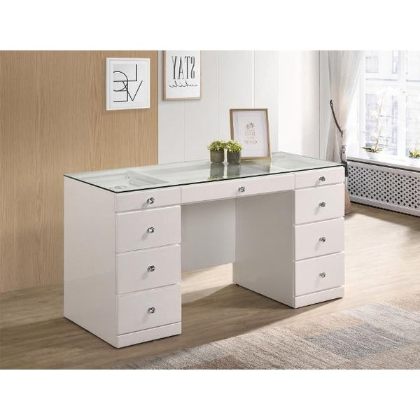 Crown Mark Avery 9-Drawer Vanity Table B4850WH-91-TOP/B4850WH-91-BASE IMAGE 1