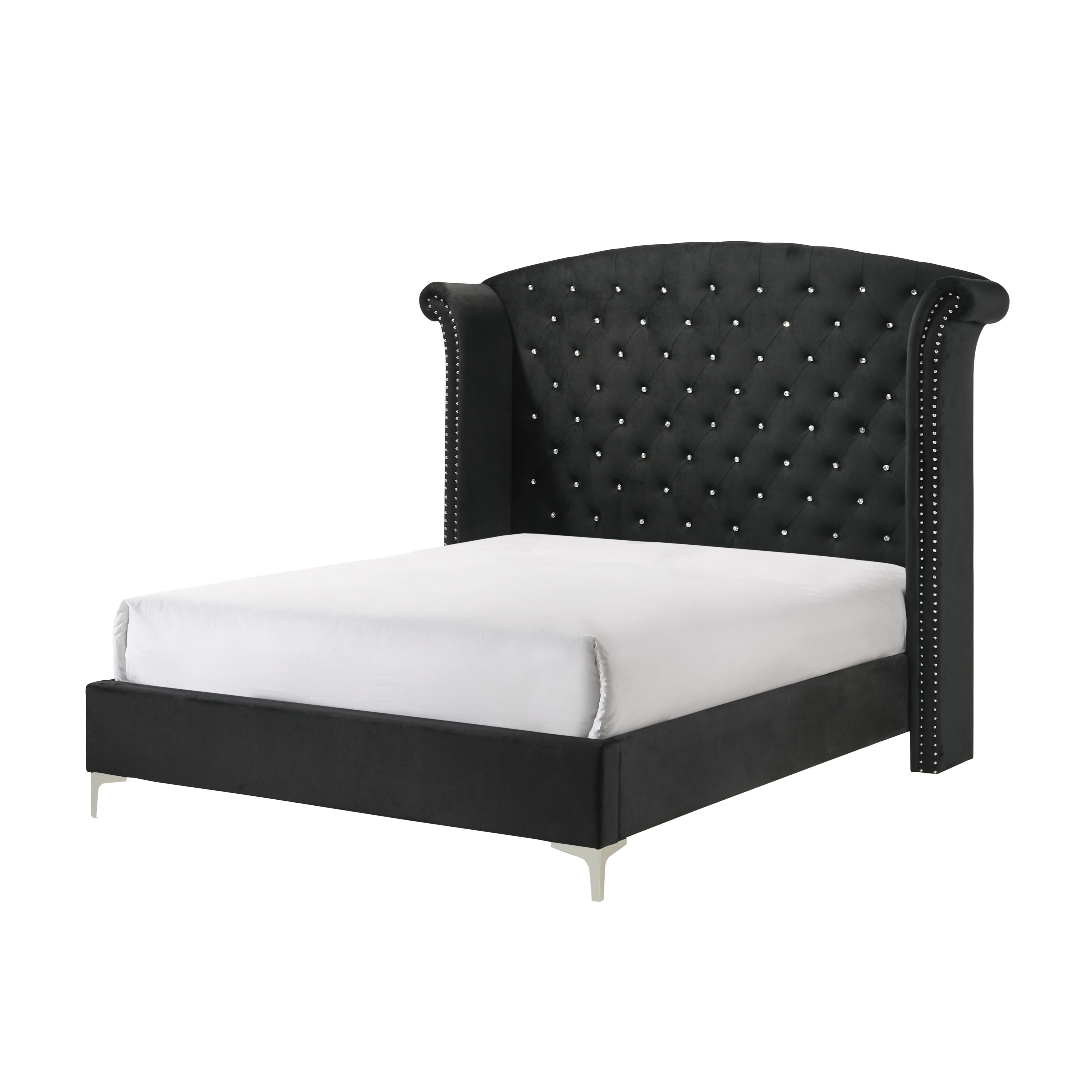 Crown Mark Lucinda Queen Upholstered Panel Bed  B9265-Q-FBRL/B9265-Q-HB/B9265-KQ-WG