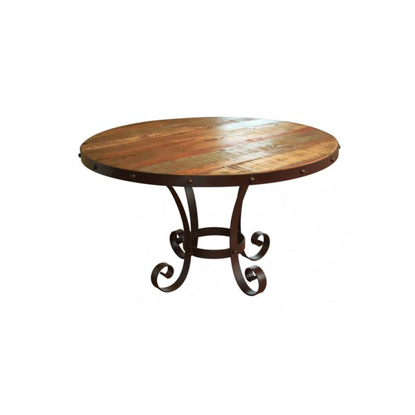 International Furniture Direct Round Antique Dining Table with Pedestal Base IFD967TABLE-T/IFD967TABLE-B IMAGE 1