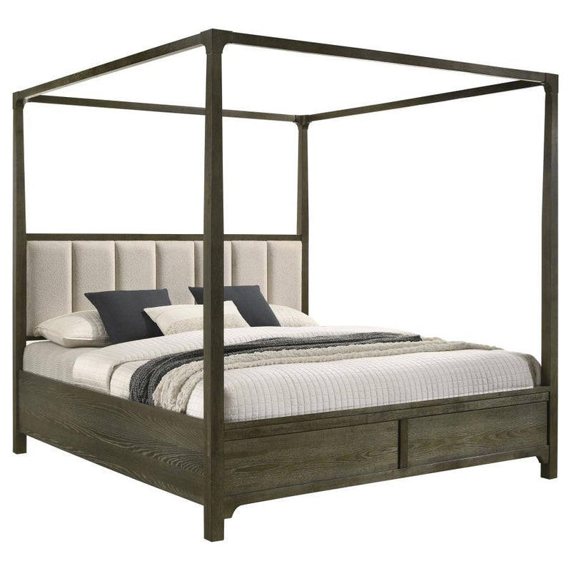 Gran Park - King Headboard, Footboard, Front & Back Canopy & Slats, Box 1 of 2 - Dark Cocoa