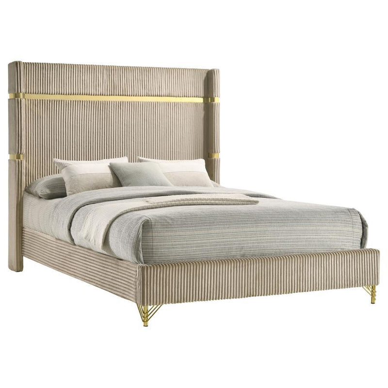 Lucia - King Headboard, Headboard Wings, Footboard & Slats, Box 1 of 2 - Beige