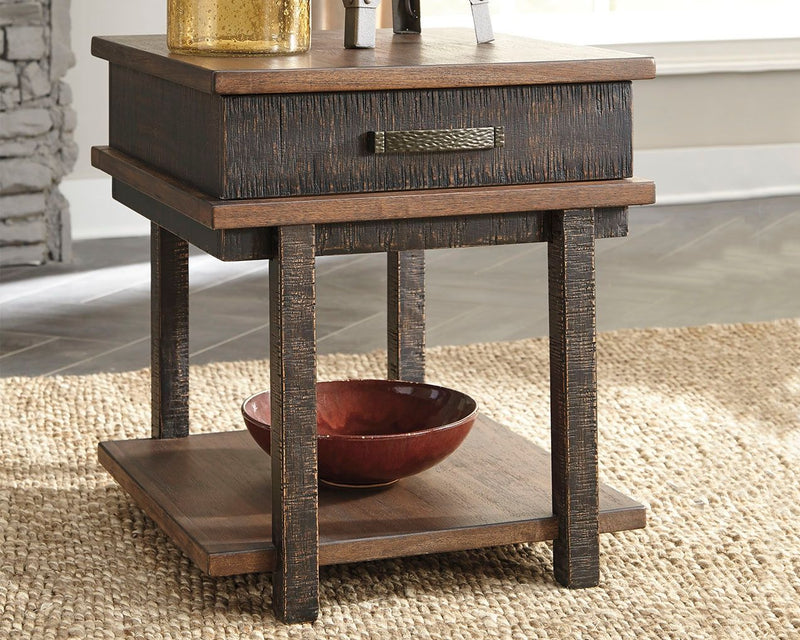 Stanah - Rectangular End Table - Brown / Beige