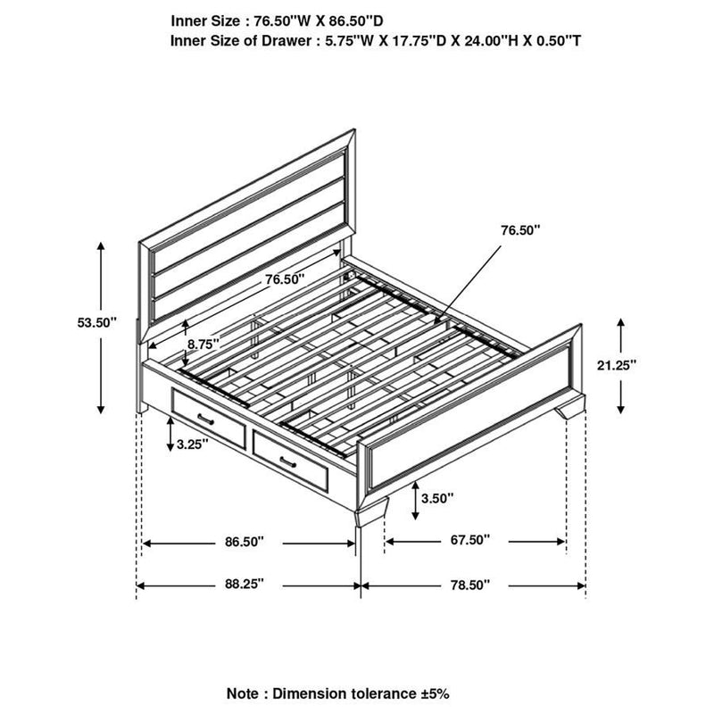 Kauffman - California King Side Rails & Slats, Box 2 of 4 - Dark Cocoa