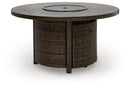 Monterey Point - Round Fire Pit Table - Dark Brown