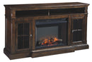 Roddinton - XL TV Stand w/Fireplace Option - Dark Brown
