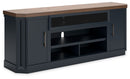 Landocken - XL TV Stand W/Fireplace Option - Brown / Blue