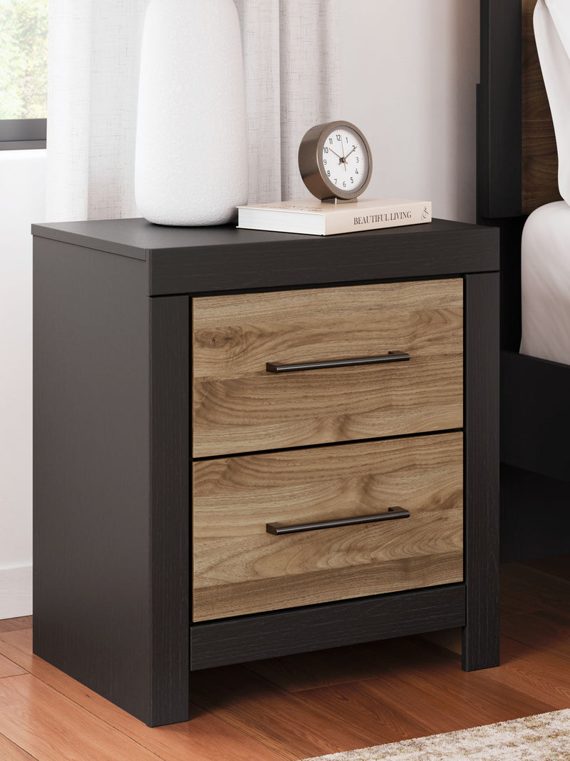 Vertani - Two Drawer Night Stand - Black / Honey Brown