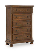 Zackaryn - Five Drawer Chest - Warm Brown