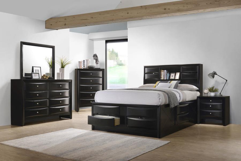 Briana - King Storage Headboard, Footboard & Slats, Box 1 of 3 - Black