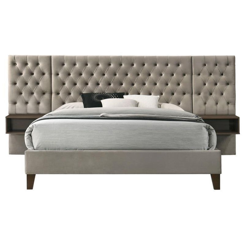 Marley - King Headboard & Legs, Box 1 of 3 - Light Brown And Walnut