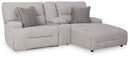 Acklen Place - 4 Pc. - 3-Piece Power Reclining Sectional Sofa With Raf Chaise, Wide Seat Power Recliner - Pewter