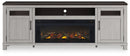 Darborn - 88" TV Stand With Electric Infrared Fireplace Insert - Gray / Brown