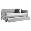 Patricia - Arms & Slats Boucle Upholstered Twin Day Bed With Trundle - Gray