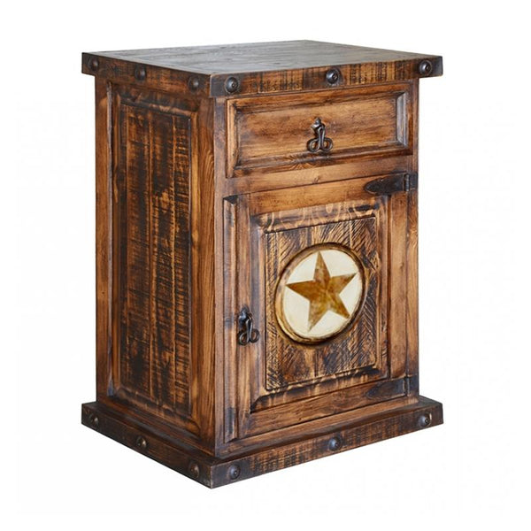 Lone Star Rustic Laredo 1-Drawer Nightstand LRM BUR-01T IMAGE 1