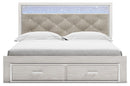 Altyra - King Upholstered Storage Bed - White