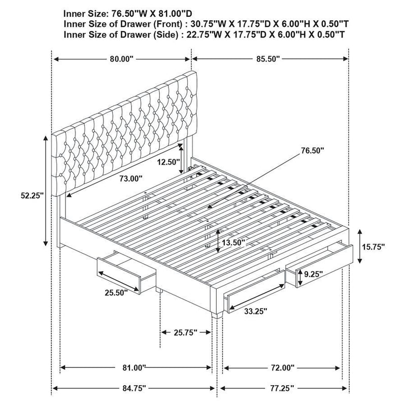 Soledad - King Footboard & Side Rails, Box 2 of 2 - Gray