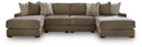 Camellia-Court - 4-Piece Double Chaise Sectional - Coffee