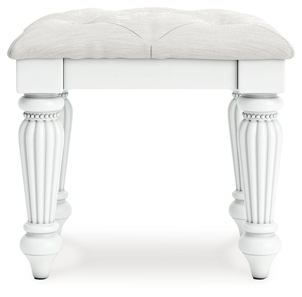 Kozlani - Vanity Upholstered Stool - White