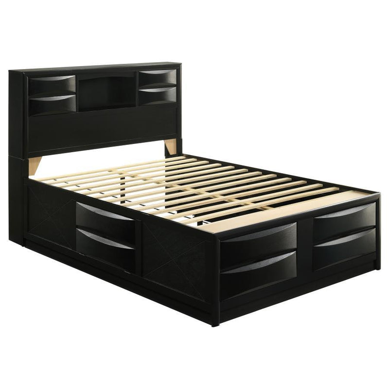 Briana - Queen Storage Headboard, Footboard & Slats, Box 1 of 3 - Black