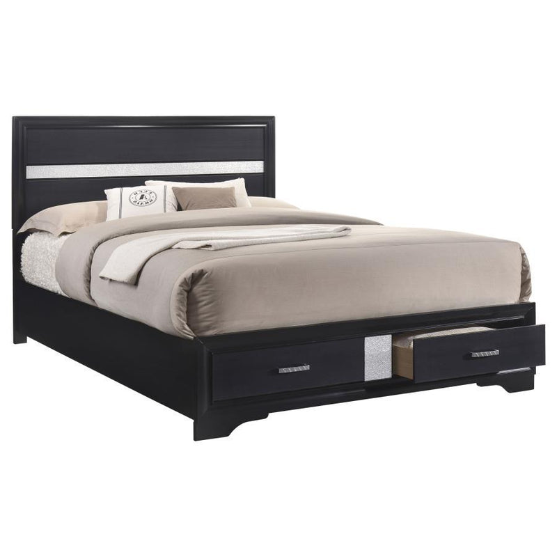 Miranda - California King Headboard & Footboard, Box 1 of 3 - Black