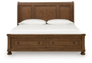 Zackaryn - King Sleigh Storage Bed - Warm Brown