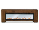 Natural Teca - Console 94" Electric Fireplace Compatible - Brown