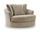 Linenhause - Oversized Swivel Accent Chair - Dune