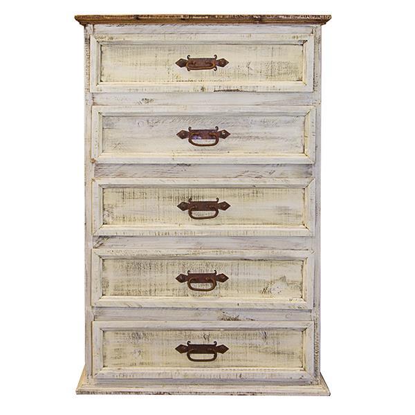 LMT Imports White Washed 5-Drawer Chest VSERU-PW-COM12 WHITE IMAGE 1