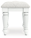 Kozlani - Vanity Upholstered Stool - White