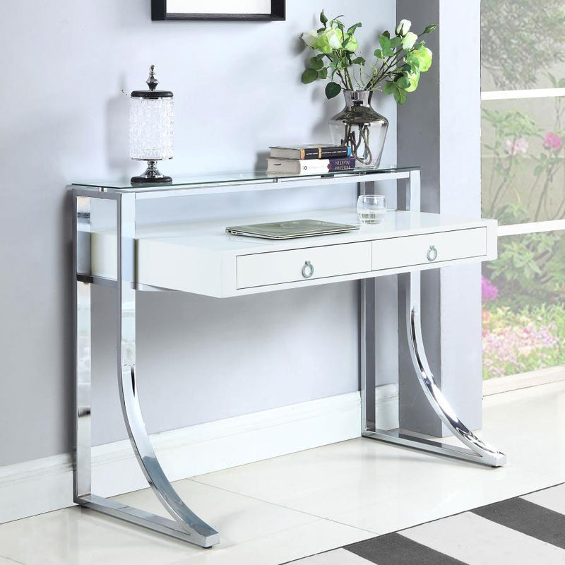 Gemma - Writing Desk, Box 1 of 2 - White High Gloss