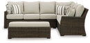 Brook Ranch - Sofa Sectional, Bench With Cushion (Set of 3) - Brown