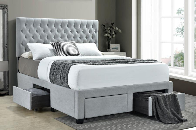 Soledad - Queen Headboard, Drawers & Slats, Box 1 of 2 - Light Gray