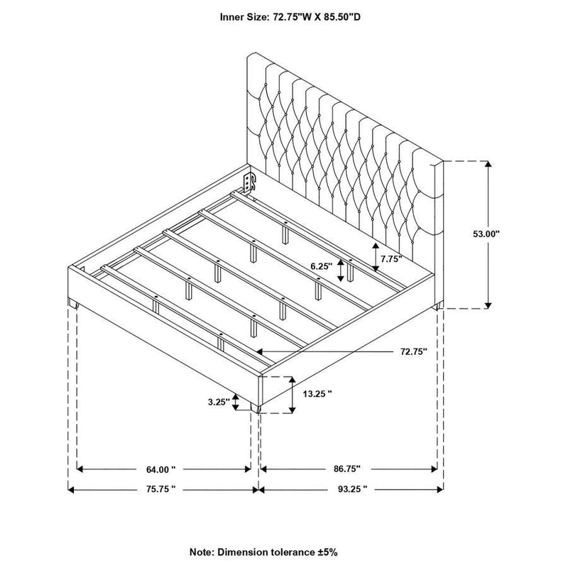 Chloe - California King Footboard, Side Rails, Slats & Hardware, Box 2 of 2 - Oatmeal