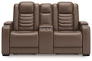 High Impact - Power Reclining Loveseat With Console / Adj Hdrst - Tobacco