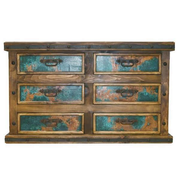 LMT Imports Copper Panel 6-Drawer Dresser ZLUNA-102 TURQ IMAGE 1