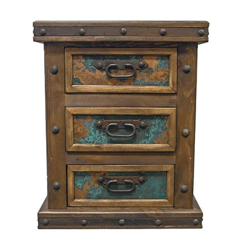 LMT Imports Copper Panel 3-Drawer Nightstand ZLUNA-103 TURQ IMAGE 1