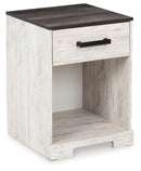 Shawburn - One Drawer Night Stand - Open Cubby - White / Black / Gray