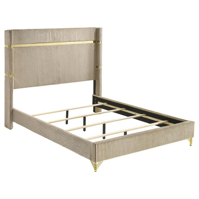 Lucia - Queen Headboard, Headboard Wings, Footboard & Slats, Box 1 of 2 - Beige