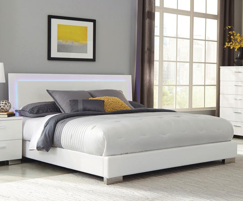Felicity - California King Footboard For LED Panel Bed, Side Rails & Slats, Box 2 of 2 - White High Gloss