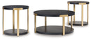 Shylore - Occasional Table Set (Set of 3) - Black / Brass Finish