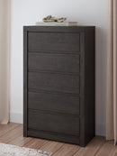 Fraluna - Five Drawer Chest - Charcoal