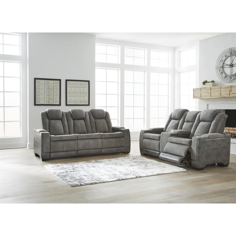  Manufacturer Color_Slate  Motion Type_Power Recline  -- Next-Gen DuraPella 2200418 Power Reclining Loveseat with Console and Adjustable Headrest IMAGE 10