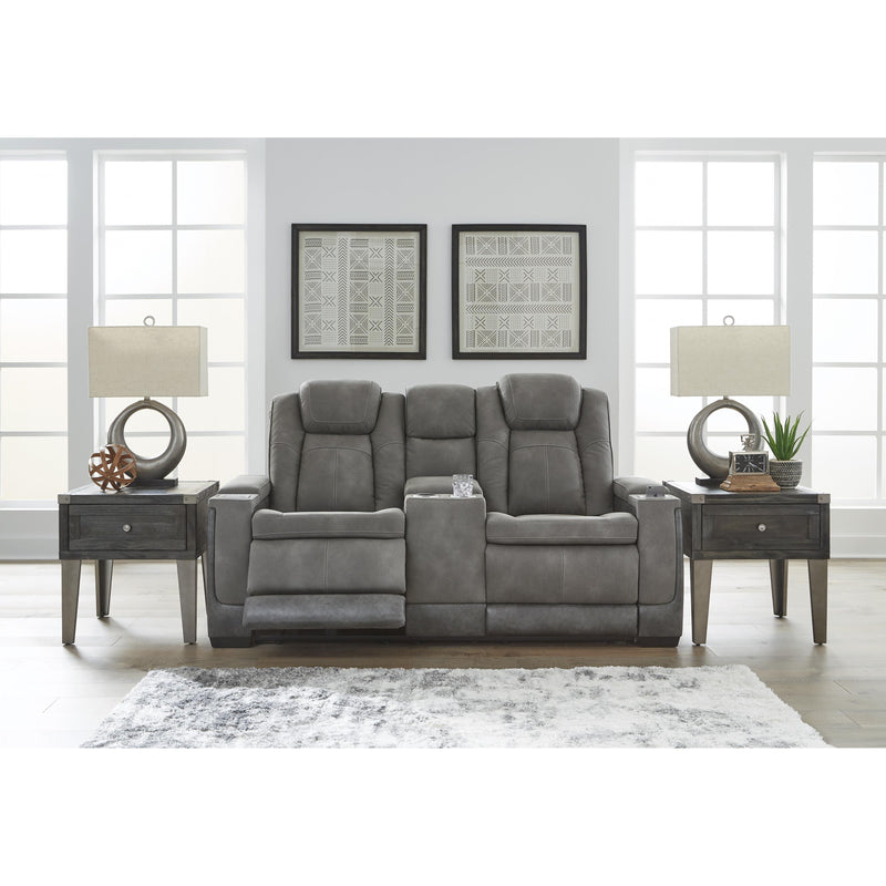  Manufacturer Color_Slate  Motion Type_Power Recline  -- Next-Gen DuraPella 2200418 Power Reclining Loveseat with Console and Adjustable Headrest IMAGE 5