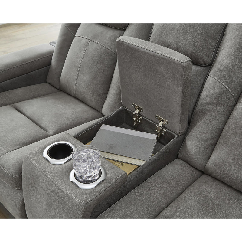  Manufacturer Color_Slate  Motion Type_Power Recline  -- Next-Gen DuraPella 2200418 Power Reclining Loveseat with Console and Adjustable Headrest IMAGE 6