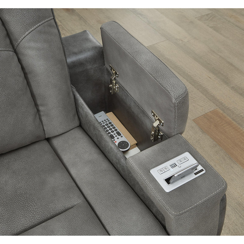  Manufacturer Color_Slate  Motion Type_Power Recline  -- Next-Gen DuraPella 2200418 Power Reclining Loveseat with Console and Adjustable Headrest IMAGE 7