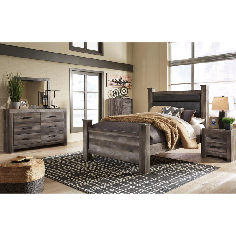  Size_Queen  -- Wynnlow B440B7 Queen Upholstered Poster Bed IMAGE 4