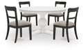 Greddinton - Round Dining Table Set - Black Chairs