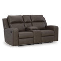  Manufacturer Color_Umber  Motion Type_Reclining  -- Lavenhorne Reclining Leather Look Loveseat with Console IMAGE 1