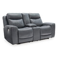  Manufacturer Color_Steel  -- Mindanao Power Reclining Leather Match Loveseat with Console IMAGE 1