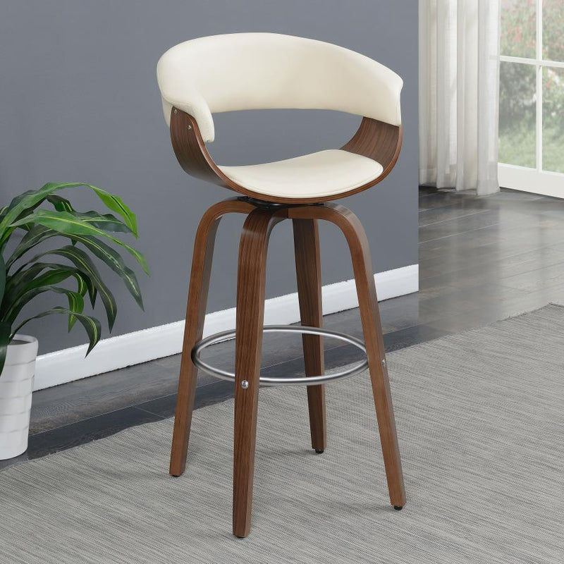 Zion - Swivel Bar Stool-Seat, Box 1 of 2 - Walnut And Ecru
